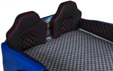 Дитяче ліжко машина Mustang Full Extra Blue 190х90 см з підсвічуванням, музикою, шкіряний салон, пультом